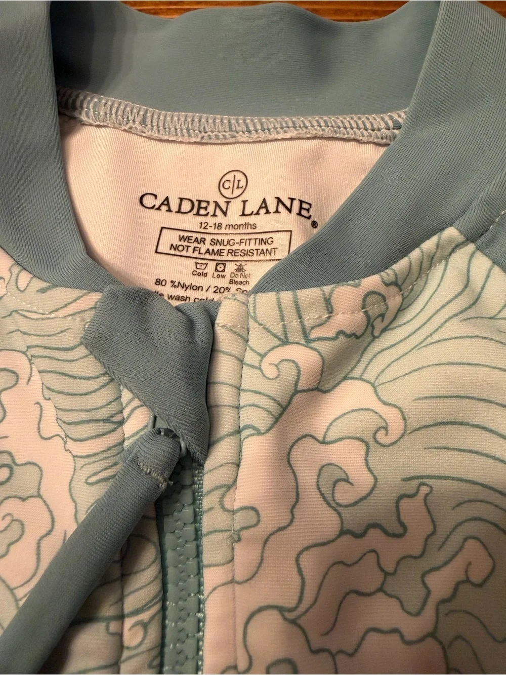 Caden Lane Seafoam Wave-Print Infant Rash Guard